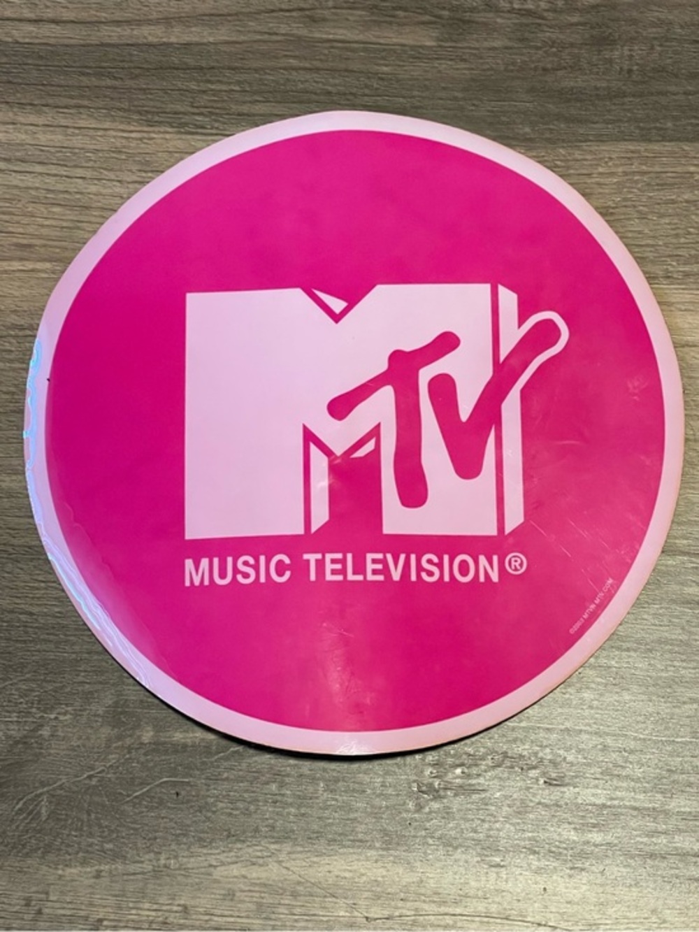 VINTAGE! Y2K! MTV Pink and White Logo Vinyl Slip Mat - Mouse Pad!